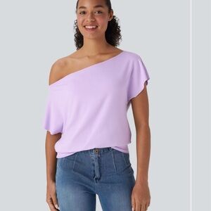 HALARA Lavender One-Shoulder Top
